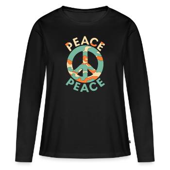 FRIEDE - Frauen Premium Bio Langarmshirt - Schwarz - Vorne - Julia (174cm)