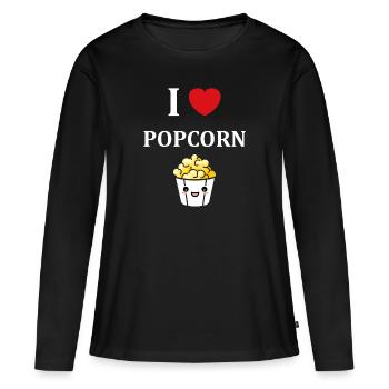 i love popcorn - T-shirt manches longues Premium bio Femme - noir - Devant - Julia (174cm)
