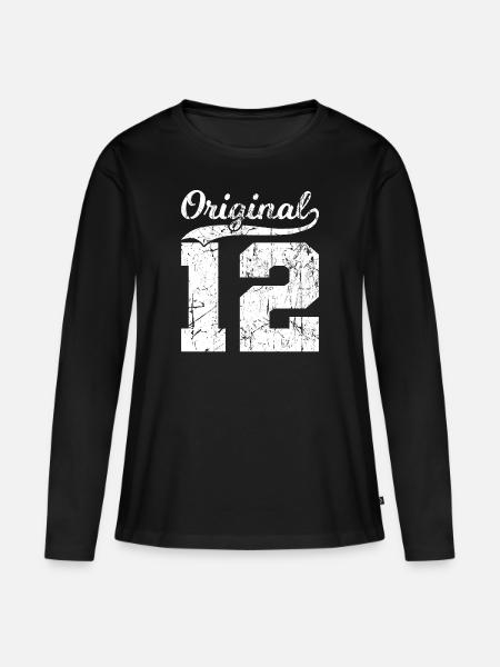12 Original 12 Jahren Junge Mädchen Geburtstag - Frauen Premium Bio Langarmshirt - Schwarz