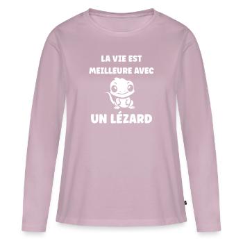 christmas reindeer cute funny smile with christmas - T-shirt manches longues Premium bio Femme - rose poudré - Devant - Julia (174cm)