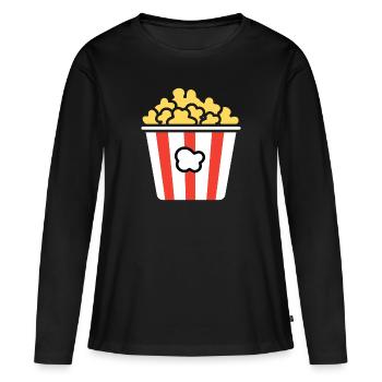 Humour pot de popcorn - T-shirt manches longues Premium bio Femme - noir - Devant - Julia (174cm)