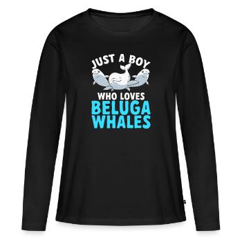 Baleine blanche Béluga - T-shirt manches longues Premium bio Femme - noir - Devant - Julia (174cm)