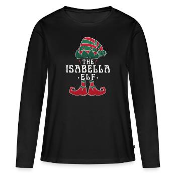 Isabella Elf famille Match groupe Noël maman - T-shirt manches longues Premium bio Femme - noir - Devant - Julia (174cm)