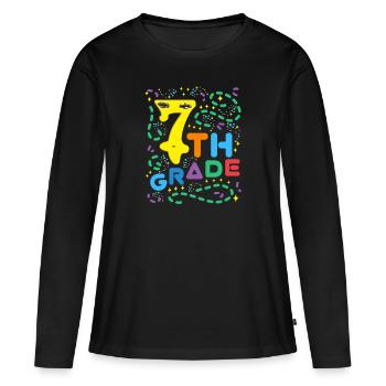 Yellow Seven - 7e année - T-shirt manches longues Premium bio Femme - noir - Devant - Julia (174cm)