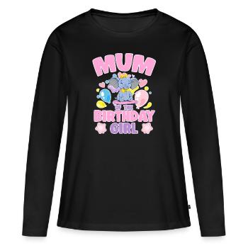 Mum Of the Birthday Girl Elephant Family Party - Women's Premium Organic Long Sleeve Shirt - black - Front - Julia (174cm)