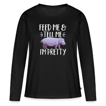 Hippopotame Hippopotame - T-shirt manches longues Premium bio Femme - noir - Devant - Julia (174cm)