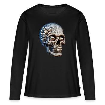 Wordsmith sagesse tête de mort chemise hommage à l’anglais - T-shirt manches longues Premium bio Femme - noir - Devant - Julia (174cm)