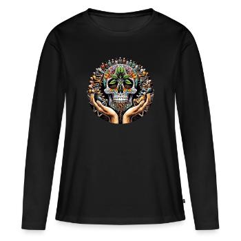 Unity in Recovery Skull Shirt Sobriety and - Women's Premium Organic Long Sleeve Shirt - black - Front - Julia (174cm)