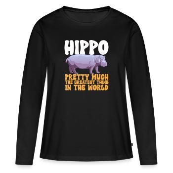 Hippopotame Hippopotame - T-shirt manches longues Premium bio Femme - noir - Devant - Julia (174cm)