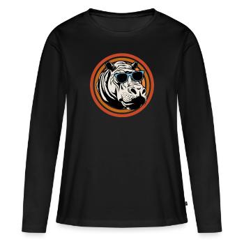 Hippopotame Hippopotame - T-shirt manches longues Premium bio Femme - noir - Devant - Julia (174cm)