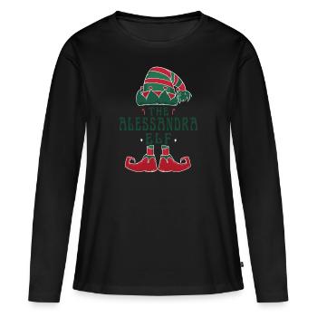 Alessandra Elf nom personnalisé Noël famille - T-shirt manches longues Premium bio Femme - noir - Devant - Julia (174cm)