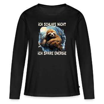 Je ne dors pas, j’économise de l’énergie, paresseux - T-shirt manches longues Premium bio Femme - noir - Devant - Julia (174cm)