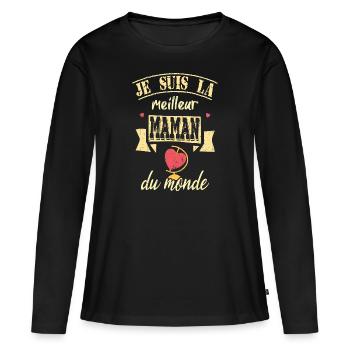 idee cadeau je suis la meilleur maman du monde - T-shirt manches longues Premium bio Femme - noir - Devant - Julia (174cm)