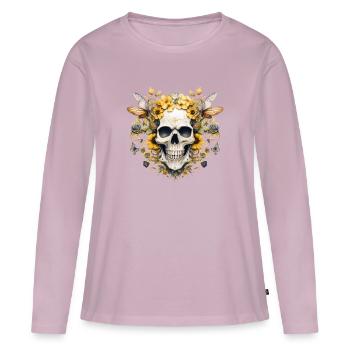 Nectar floral crâne T Shirt Bumblebee Garden - T-shirt manches longues Premium bio Femme - rose poudré - Devant - Julia (174cm)