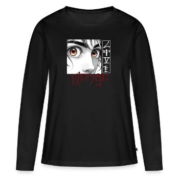 manga style Cosplay Anime Comics - Frauen Premium Bio Langarmshirt - Schwarz - Vorne - Julia (174cm)