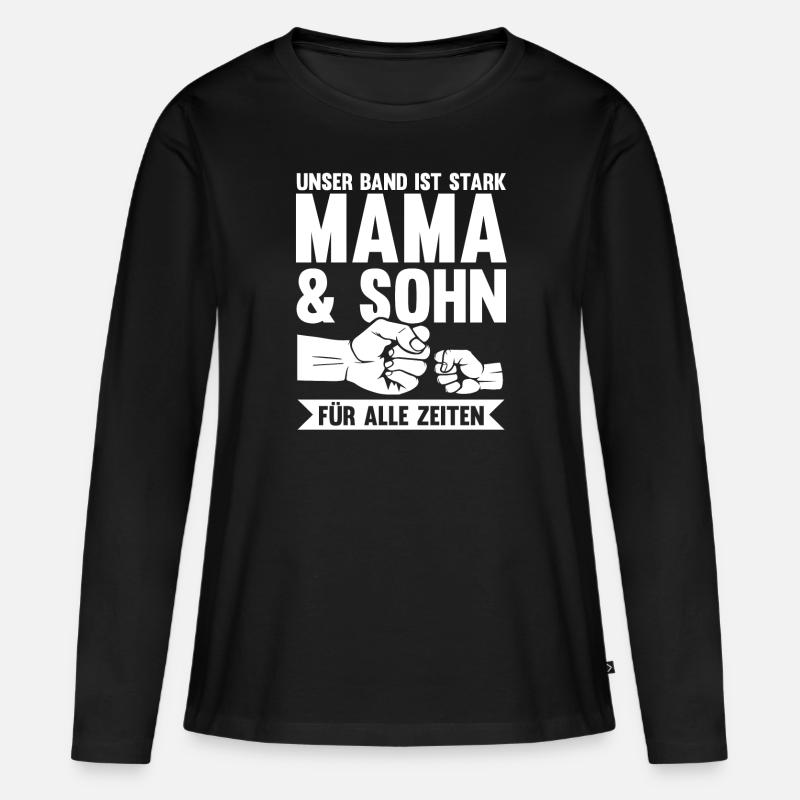 Mutter Muttertag Mama und Sohn - Frauen Premium Bio Langarmshirt - Schwarz