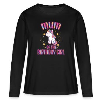 Mum Of the Birthday Girl Unicorn Family Party - Women's Premium Organic Long Sleeve Shirt - black - Front - Julia (174cm)