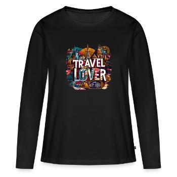 Travel Delight with Iconic Landmarks - Women's Premium Organic Long Sleeve Shirt - black - Front - Julia (174cm)