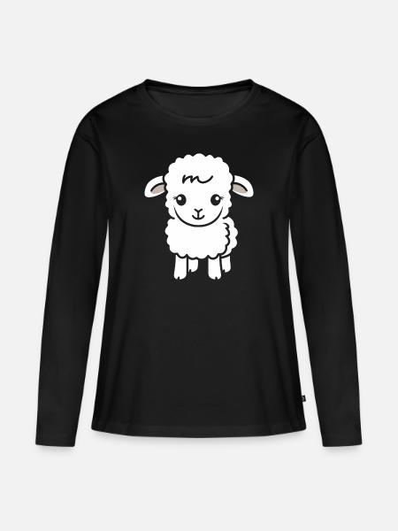 Baby Schaf Kleines Mutterschaf - Frauen Premium Bio Langarmshirt - Schwarz