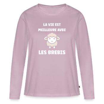 Bébé mouton petit brebis - T-shirt manches longues Premium bio Femme - rose poudré - Devant - Julia (174cm)