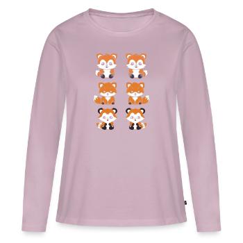Renard amour Petit panda roux - T-shirt manches longues Premium bio Femme - rose poudré - Devant - Julia (174cm)