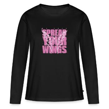Les ailes de l’autonomisation se déploient - T-shirt manches longues Premium bio Femme - noir - Devant - Julia (174cm)