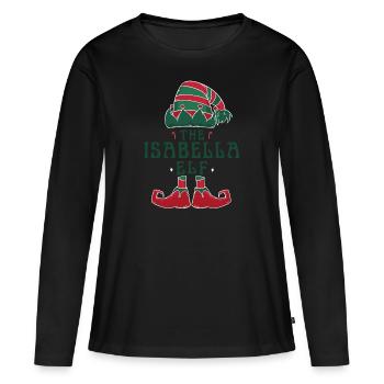 Le pyjama Isabella Elf pour un Noël amusant - T-shirt manches longues Premium bio Femme - noir - Devant - Julia (174cm)