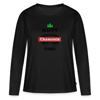 Happy Chamonix time - T-shirt manches longues Premium bio Femme - noir - Devant - Julia (174cm)