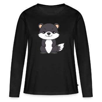 Humour petite fouine - T-shirt manches longues Premium bio Femme - noir - Devant - Julia (174cm)