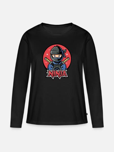 Ninja - Frauen Premium Bio Langarmshirt - Schwarz