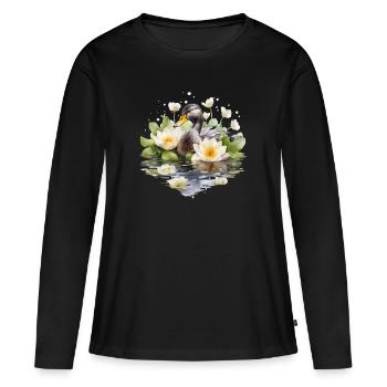 Entenherzfedern Valentinstag Teich Liebe - Frauen Premium Bio Langarmshirt - Schwarz - Vorne - Julia (174cm)
