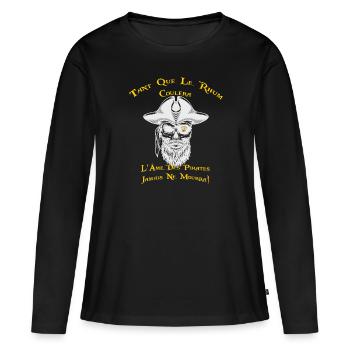 Pirate version claire - T-shirt manches longues Premium bio Femme - noir - Devant - Julia (174cm)