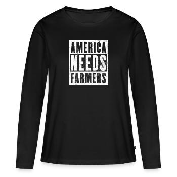 L’Amérique a besoin d’agriculteurs - cadeau pour les agriculteurs des États-Unis - T-shirt manches longues Premium bio Femme - noir - Devant - Julia (174cm)
