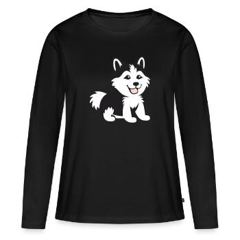 Humor kleiner Husky - Frauen Premium Bio Langarmshirt - Schwarz - Vorne - Julia (174cm)