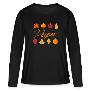 Peeper Tree Leaves Collector Fall Season Peeping - Frauen Premium Bio Langarmshirt - Schwarz - Vorne - Julia (174cm)