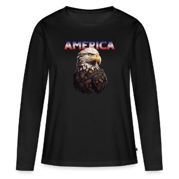 Pygargue à tête blanche - T-shirt manches longues Premium bio Femme - noir - Devant - Julia (174cm)
