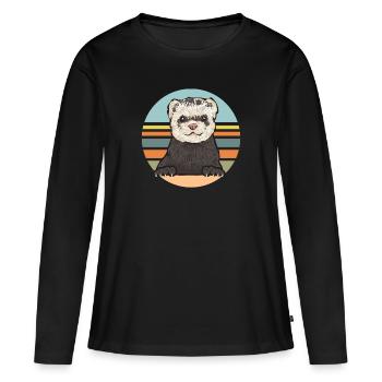 Furet, propriétaire de furet - T-shirt manches longues Premium bio Femme - noir - Devant - Julia (174cm)