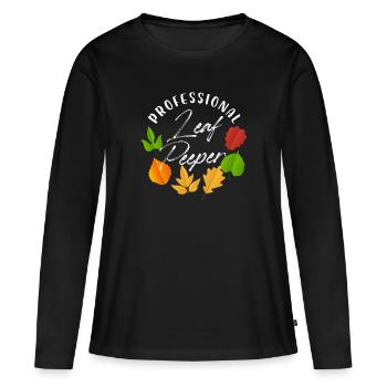 Professional Leaf Peeper Fall Peeping Leaves - Frauen Premium Bio Langarmshirt - Schwarz - Vorne - Julia (174cm)