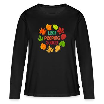 Leaf Peeping Squad Autumn Leaf Peeper - Frauen Premium Bio Langarmshirt - Schwarz - Vorne - Julia (174cm)