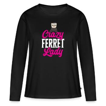 Furet, propriétaire de furet - T-shirt manches longues Premium bio Femme - noir - Devant - Julia (174cm)