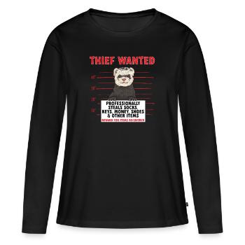Furet, propriétaire de furet - T-shirt manches longues Premium bio Femme - noir - Devant - Julia (174cm)