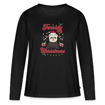 Furet, propriétaire de furet - T-shirt manches longues Premium bio Femme - noir - Devant - Julia (174cm)