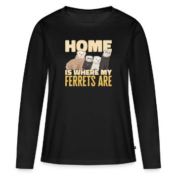 Furet, propriétaire de furet - T-shirt manches longues Premium bio Femme - noir - Devant - Julia (174cm)