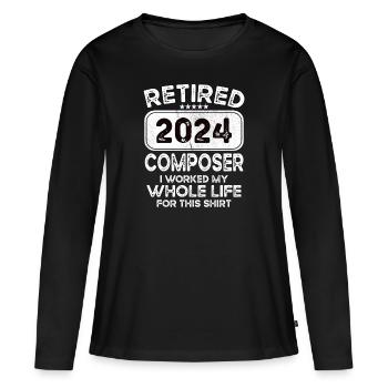 Compositeur retraité 2024 - T-shirt manches longues Premium bio Femme - noir - Devant - Julia (174cm)