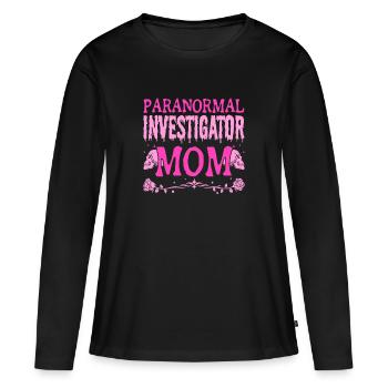 Paranormal Chasseur de fantômes Enquêteur Maman Femme - T-shirt manches longues Premium bio Femme - noir - Devant - Julia (174cm)