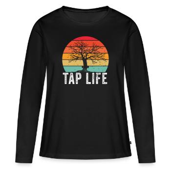 Sirop d’érable Tapper Hommes Femmes Automne - T-shirt manches longues Premium bio Femme - noir - Devant - Julia (174cm)