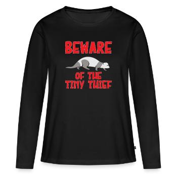 Furet, propriétaire de furet - T-shirt manches longues Premium bio Femme - noir - Devant - Julia (174cm)