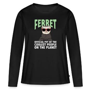 Furet, propriétaire de furet - T-shirt manches longues Premium bio Femme - noir - Devant - Julia (174cm)