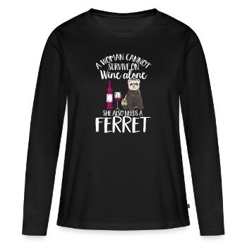 Furet, propriétaire de furet - T-shirt manches longues Premium bio Femme - noir - Devant - Julia (174cm)