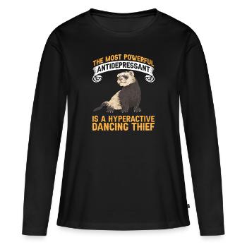 Furet, propriétaire de furet - T-shirt manches longues Premium bio Femme - noir - Devant - Julia (174cm)